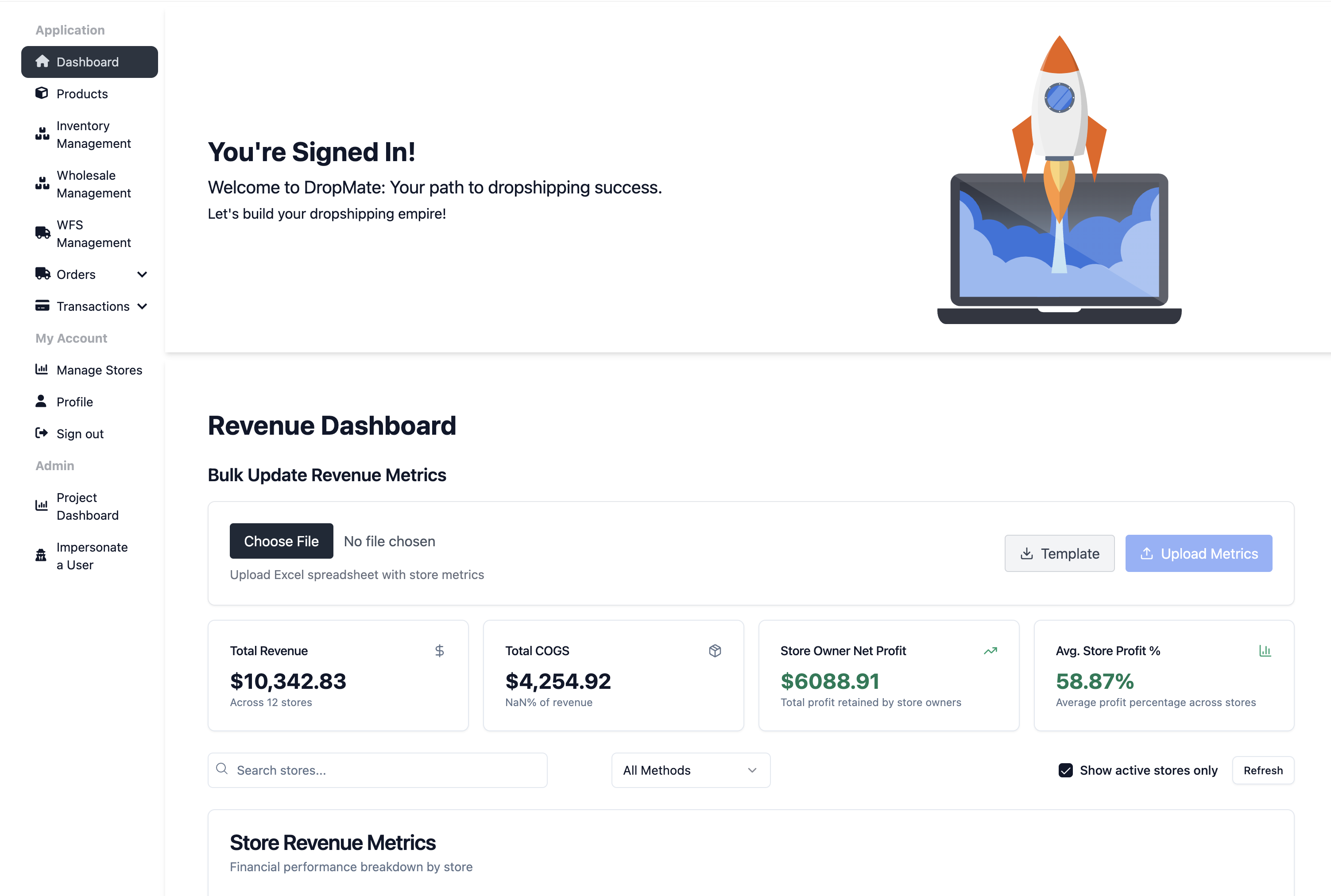DropMate Dashboard Interface